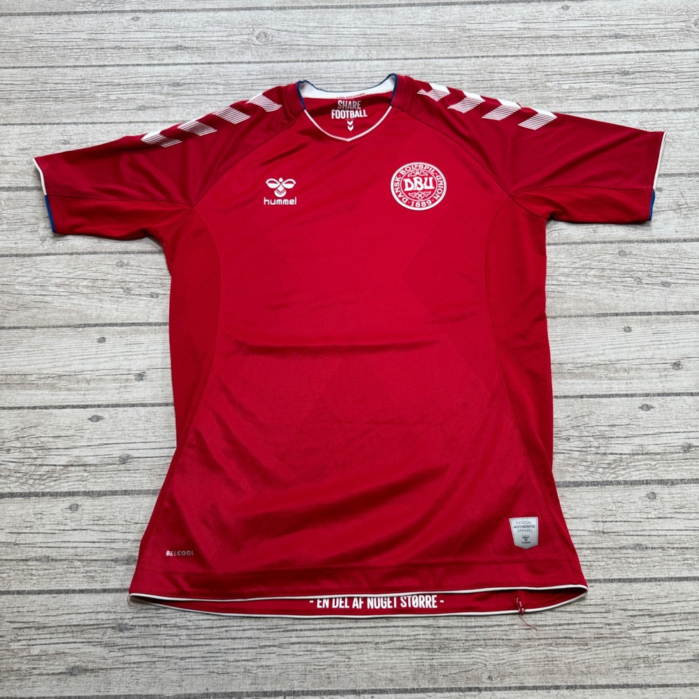 Hummel Denmark Soccer Jersey Mens M Red 2018 Home DBU World Cup Football Danmark